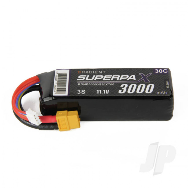 Radient 3000mAh 3S 11.1v 30C RC LiPo Battery w/XT60 Connector Plug