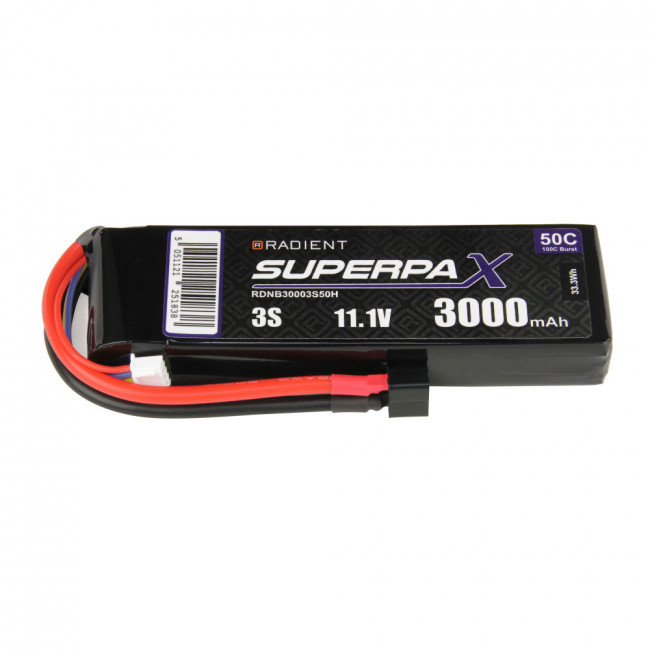 Radient 3000mAh 3S 11.1v 50C RC LiPo Battery w/ Deans (HCT) Connector Plug