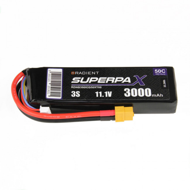 Radient 3000mAh 3S 11.1v 50C RC LiPo Battery w/ XT60 Connector Plug