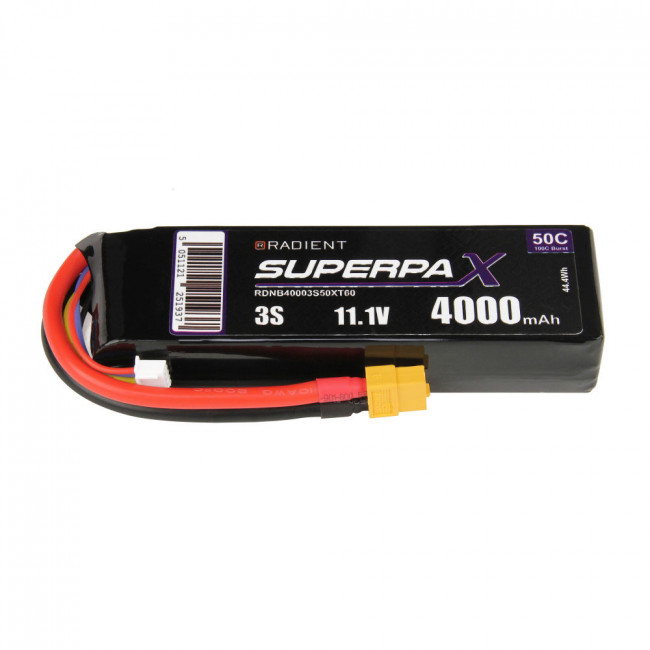 Radient 4000mAh 3S 11.1v 50C RC LiPo Battery w/ XT60 Connector Plug