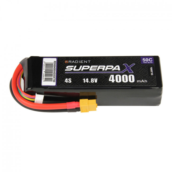 Radient 4S 4000mAh 14.8V 50C LiPo Battery w/ XT60 Connector Plug