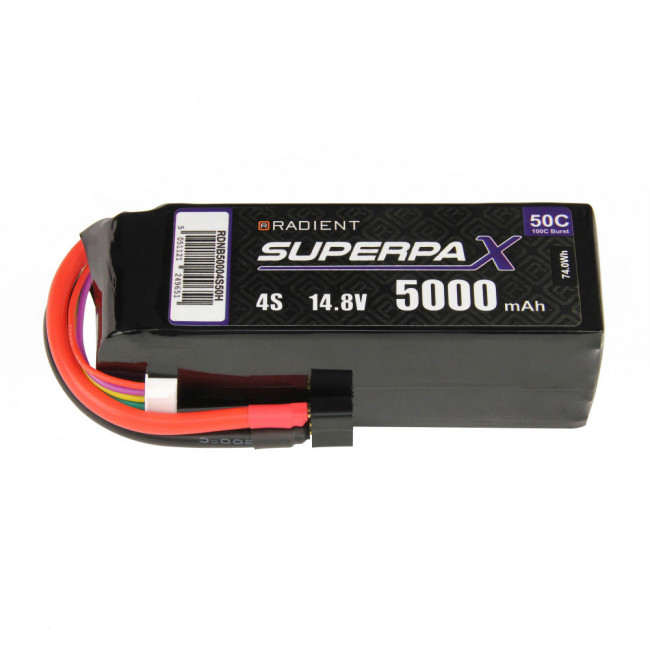 Radient 4S 5000mAh 14.8V 50C LiPo Battery w/ Deans (HCT) Connector Plug