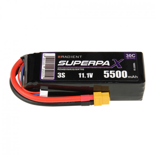 Radient 5500mAh 3S 11.1v 30C RC LiPo Battery w/ XT60 Connector Plug