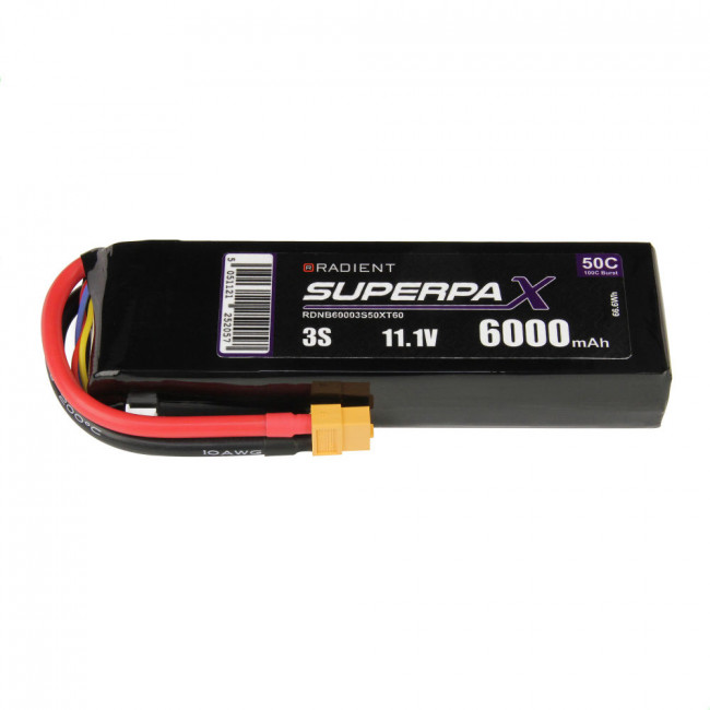 Radient 6000mAh 3S 11.1v 50C RC LiPo Battery w/ XT60 Connector Plug