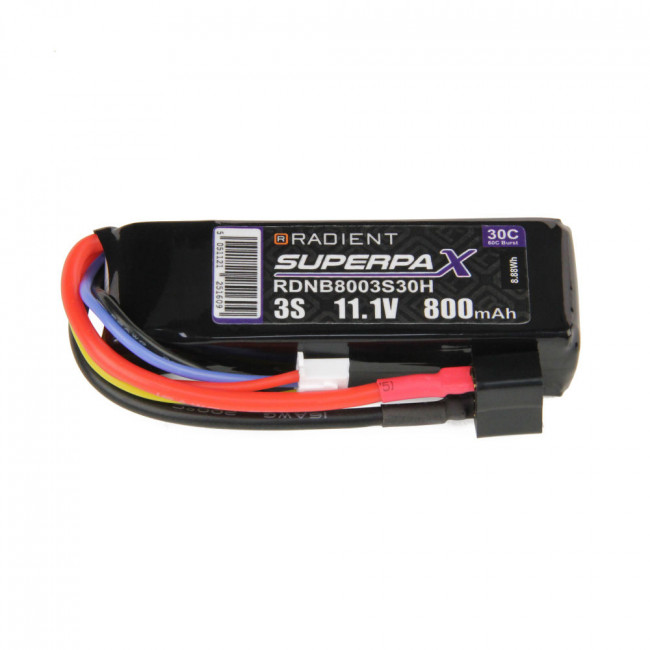 Radient 800mAh 3S 11.1v 30C RC LiPo Battery w/ Deans (HCT) Connector Plug