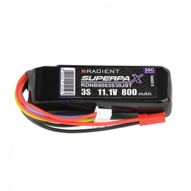 Radient 800mAh 3S 11.1v 30C RC LiPo Battery w/ JST Connector Plug