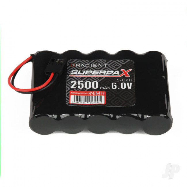 Radient NiMH 6.0V 2500mAh AA Flat Rx Receiver Battery Pack w/ JR Plug