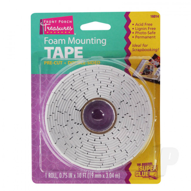 Super Glue Foam Mounting Tape, Double-Sided, Pre-Cut (.75in x 10ft) for Scrapbook