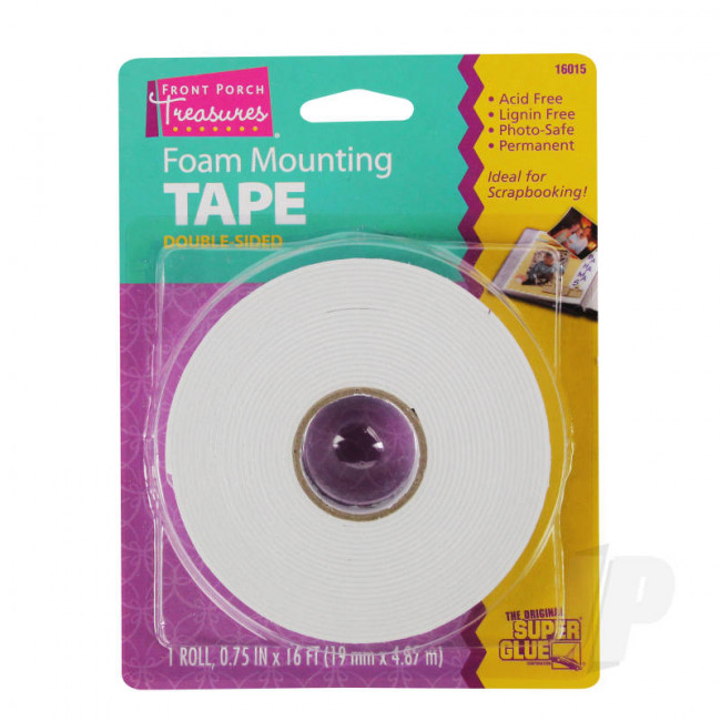 Super Glue Foam Mounting Tape, Double-Sided (.75in x 16ft) for Scrapbook