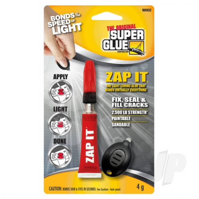 Super Glue Zap IT with Blue Light Activator Instant Adhesive