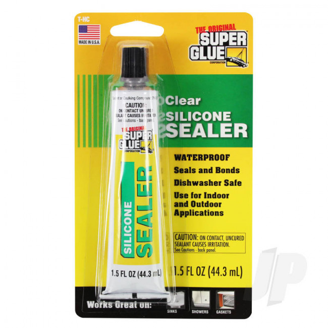 Super Glue Clear Silicone Sealer (1.5fl oz, 44.3ml) Waterproof Solvent Free Sealant