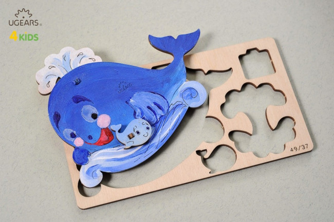 UGears Whale 3D Wooden Colouring Puzzle Kit for Kids