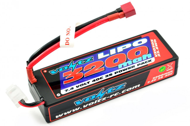 Voltz 3200mAh 2S 7.4v 40C Hard Case LiPo RC Car Battery w/Deans Connector Plug