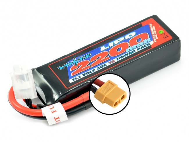 Voltz 2200mAh 3S 11.1V 30C LiPo RC Battery w/XT60 Connector Plug