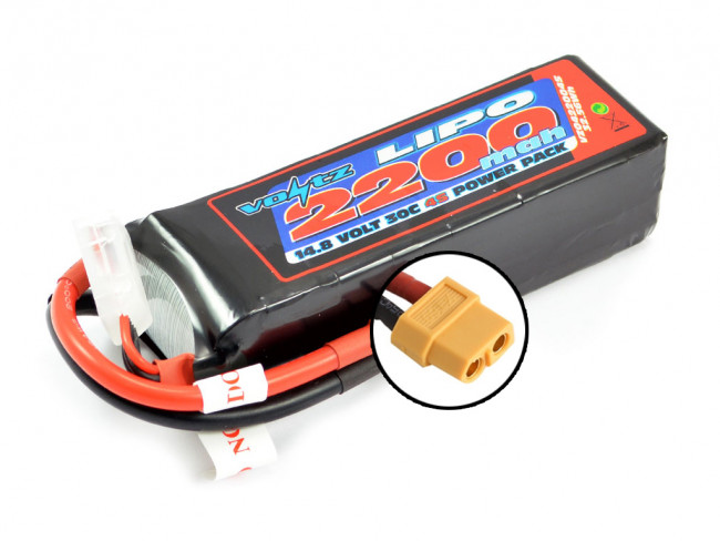 Voltz 2200mAh 4S 14.8V 30C LiPo RC Battery w/XT60 Connector Plug