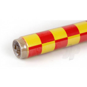 Oracover 2m Fun-3 Large Chequered Yellow/Red Covering for RC Model Planes