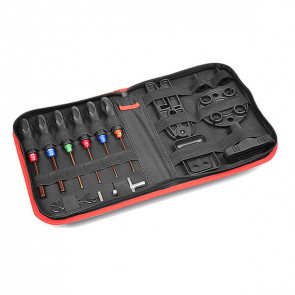 Corally 16 Piece RC Car Tool Set Kit - Drivers, pinion caddy, parts tray & more!
