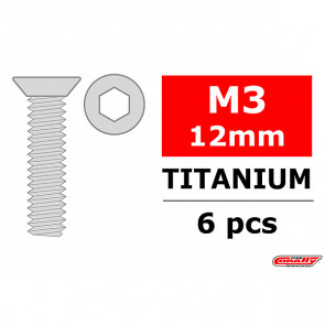 Team Corally Titanium Screws M3 X 12 Mm Hex Flat Head 6 Pc