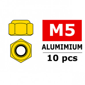 Team Corally Aluminium Nylstop Nut M5 Gold 10 Pcs