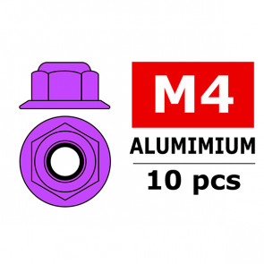 Team Corally Aluminium Nylstop Nut M4 Flanged Purple 10