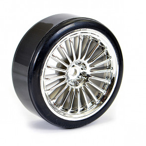 Fastrax 1/10th Street Wheel/ Drift Tyres 20-Spoke Chrome