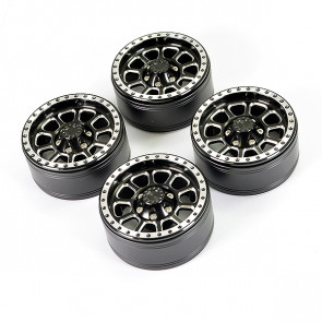 Fastrax Aluminum Beadlock Ten 1.9" Wheels - Black (4pc)