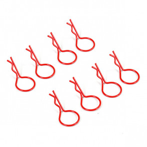 Fastrax Big Large Body Clips Pins (8) for RC Model Cars - Fluorescent Red