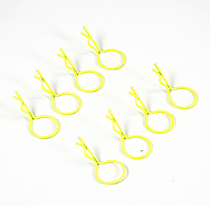 Fastrax Big Large Body Clips Pins (8) for RC Model Car - Fluorescent Neon Yellow