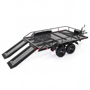 Fastrax RC Scale Model Car Scale Dual Axle Truck Car Trailer W/Ramps & Leds
