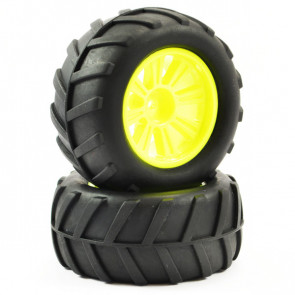 FTX Comet Monster Rear Mounted Tyre & Wheel Yellow (Pair)