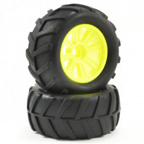 FTX Comet Monster Front Mounted Tyre & Wheel Yellow (Pair)