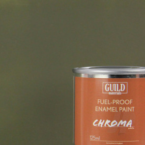 Guild Materials Chroma Enamel Fuelproof Paint Matt Olive Drab (125ml Tin) For RC Model Aircraft