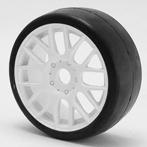 Sweep 1/8th GT R2 Pro Compound Slick Glued 50deg/White Wheels (2) for RC Cars