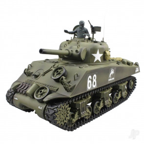 Henglong 1:16 U.S. Medium Tank M4A3 Sherman with Infrared Battle System (2.4GHz + Shooter + Smoke + Sound + Metal Gearbox )