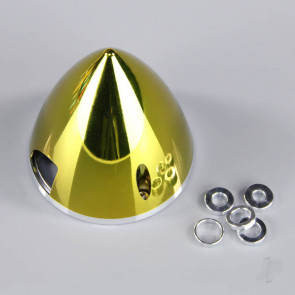 JP 51mm Chrome Yellow Spinner (with Aluminium Back Plate) For RC Model Plane