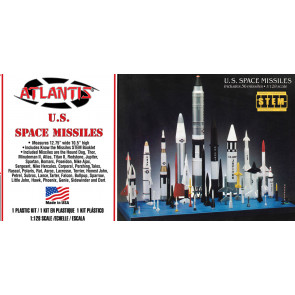 Atlantis Models 1:128 36 US Space Rocket Missiles Plastic Kit Set