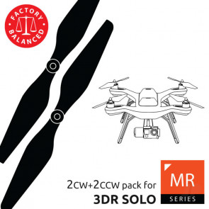 Master Airscrew 9x4.5 3MR SL 3 Blade Propeller C Set x4 Black, Built in Nut for 3DR SOLO 