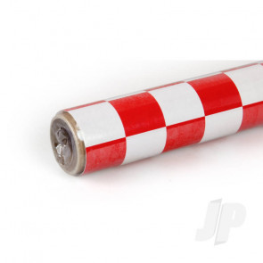 Oracover 2m Fun-3 Large Chequered White/Red Covering for RC Model Planes