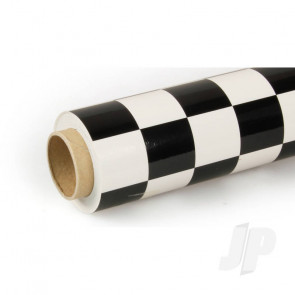 Oracover 10m Fun-3 Large Chequered White/Black Covering for RC Model Planes