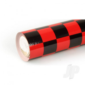 Oracover 10m Fun-3 Large Chequered Red/Black Covering for RC Model Planes