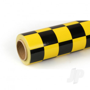 Oracover 10m Fun-3 Large Chequered Yellow/Black Covering for RC Model Planes