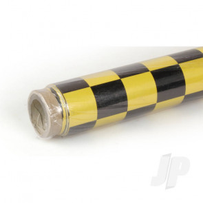 Oracover 2m Fun-3 Large Chequered Pearl Yellow/Black Covering for RC Model Planes