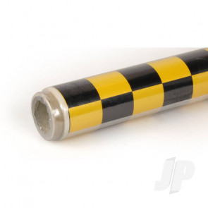Oracover 2m Fun-3 Large Chequered Pearl G.Yellow/Black Covering for RC Model Planes