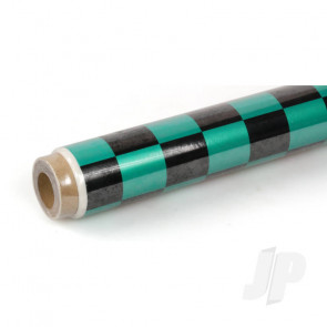 Oracover 2m Fun-3 Large Chequered Pearl Green/Black Covering for RC Model Planes