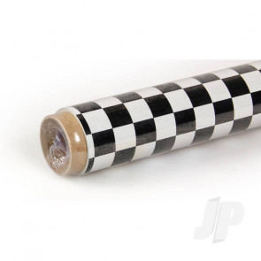 Oracover 2m Fun-4 Small Chequered White/Black Covering for RC Model Planes