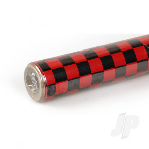 Oracover 2m Fun-4 Small Chequered Red/Black Covering for RC Model Planes