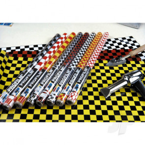 Oracover 2m Fun-4 Small Chequered Yellow/Red Covering for RC Model Planes