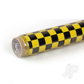 Oracover 2m Fun-4 Small Chequered Yellow/Black Covering for RC Model Planes