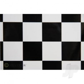 Oracover 2m Fun-5 Large 52mm Chequered White/Black Covering for RC Model Planes