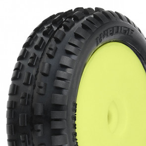 Proline Mini-B Wedge Tyres Mounted On Yellow Wheels Front